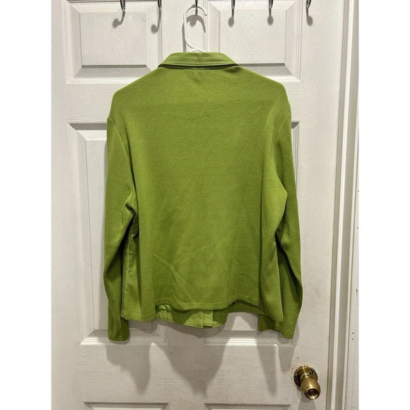 Peter Nygard Collection Lime Green Leather Front Knit Back Sleeves Jacket Large - Picture 6 of 8